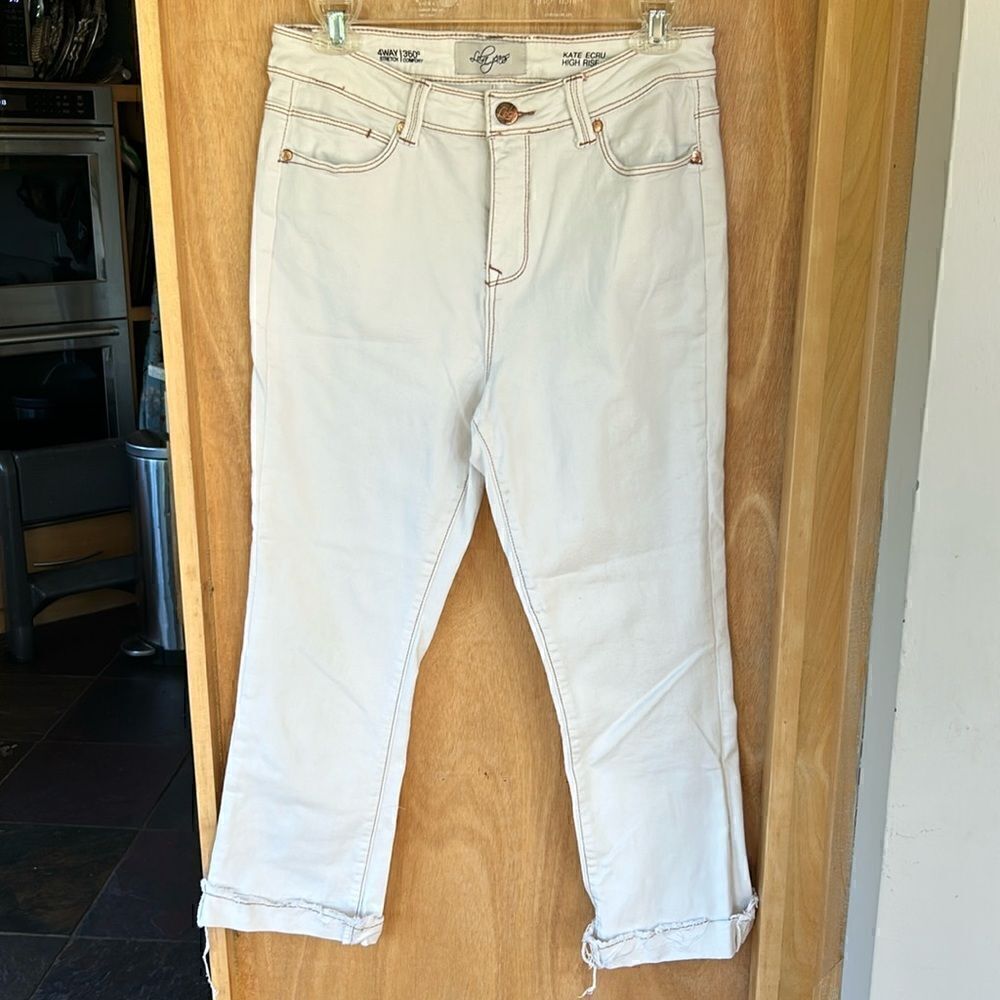 Lola Jeans Kate crew high rise four way 360 comfort stretch Lively ECRU size 4 - Picture 3 of 13
